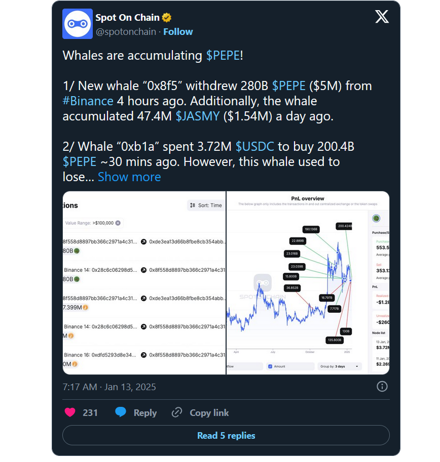 PEPE Coin Struggles Despite Whale Purchases: Is the Bearish Trend Over?