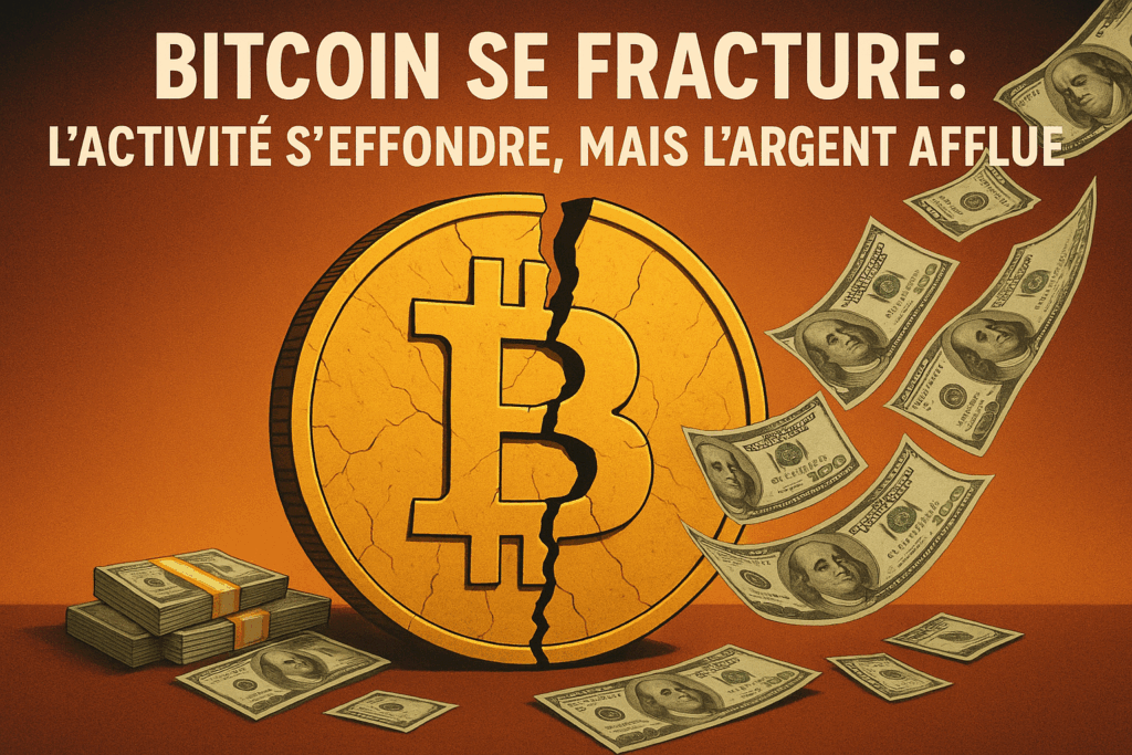 Bitcoin se fracture : l’activité s’effondre, mais l’argent afflue
