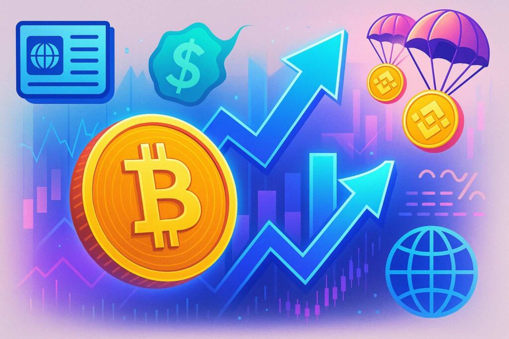 Top 5 actus Bitcoin & crypto : ATH en ligne de mire, dollar fébrile, airdrop BNB Chain