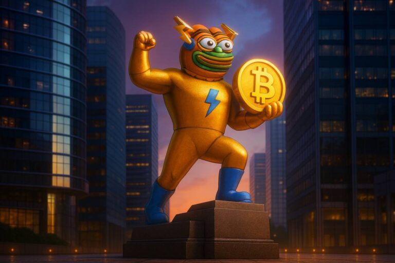 อนุสาวรีย์ Bitcoin Hyper ในเมืองอนาคต ส่องแสงทอง Uptober