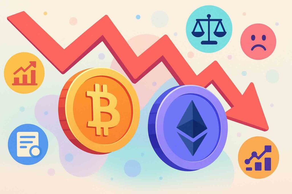 Crypto en baisse aujourd’hui : 5 facteurs clés derrière la chute de BTC et ETH