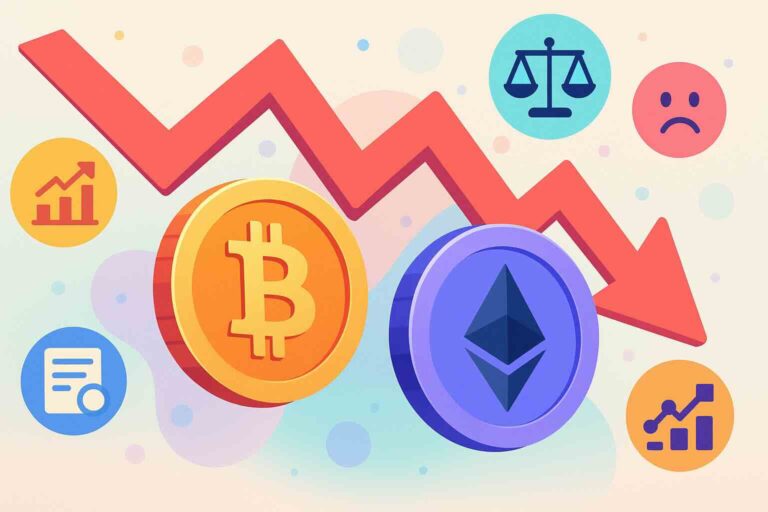 Crypto en baisse aujourd’hui : 5 facteurs clés derrière la chute de BTC et ETH