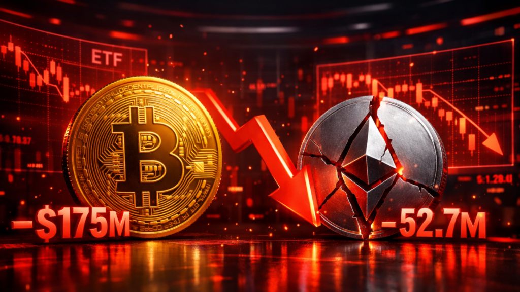 Bitcoin ETFs Turn Red With $175M Outflows: Ethereum ETFs Lose $52.7M