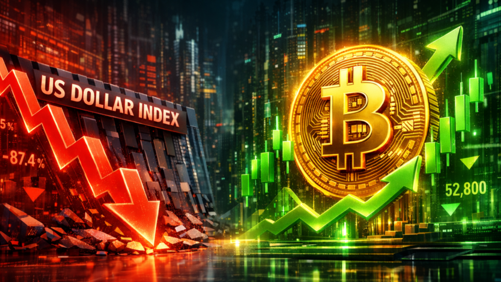 El índice del dólar alcanza su nivel más bajo en 4 años, con el Bitcoin al alza en el horizonte