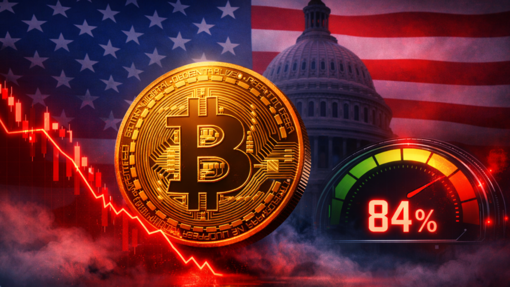 Bitcoin Price Dips As US Govt. Shutdown Odds Surge to 84%