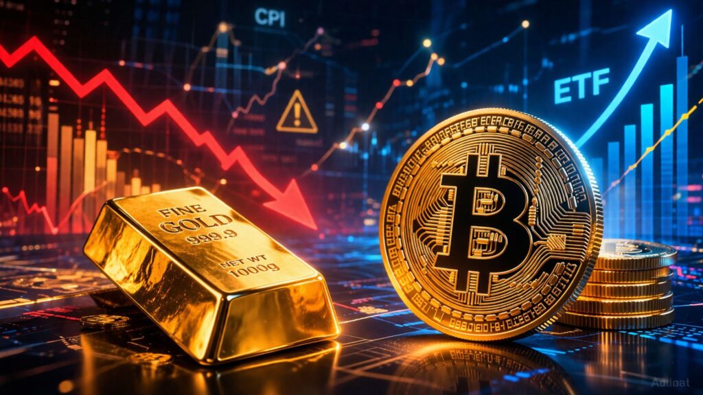 El precio del oro cae por las preocupaciones sobre la inflación, mientras que los flujos de ETFs de Bitcoin divergen