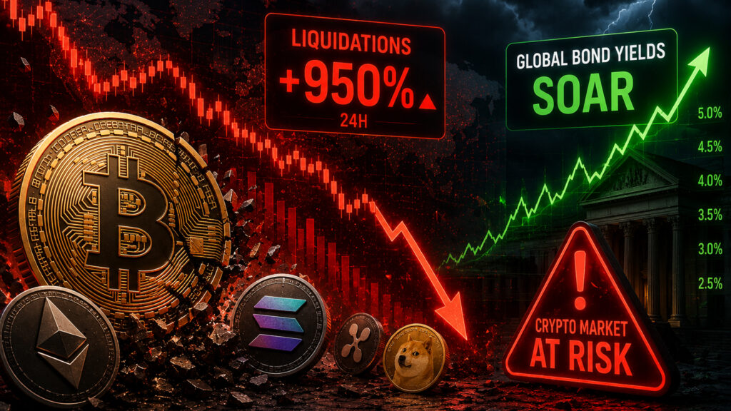 Crypto Market at Risk as Liquidations Jump 950% and Global Bond Yields Soar